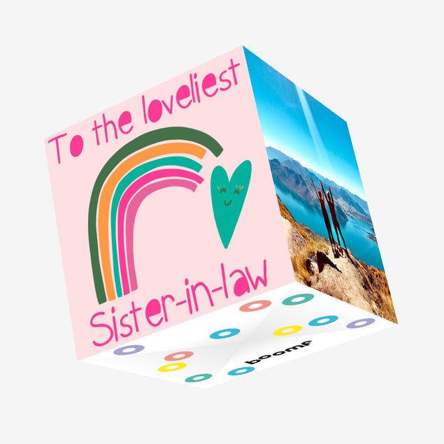 Loveliest Sister-In-Law Rainbow Heart Confetti-exploding Greetings Card
