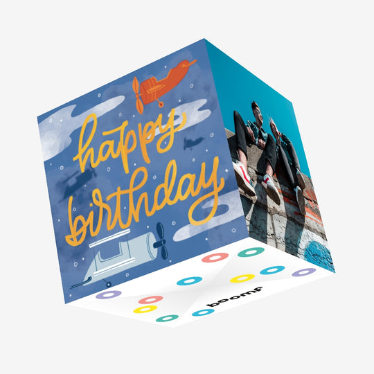 Happy Birthday Planes In The Sky Confetti-exploding Greetings Card