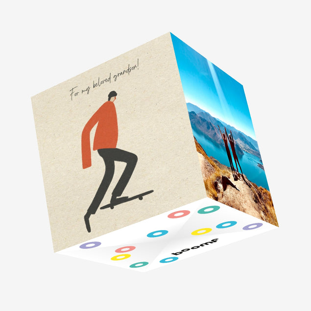 For My Beloved Grandson Skateboard Confetti-exploding Greetings Card