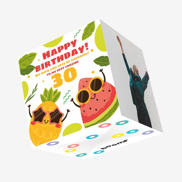 Happy 30th Birthday Best Cousin Confetti-exploding Greetings Card