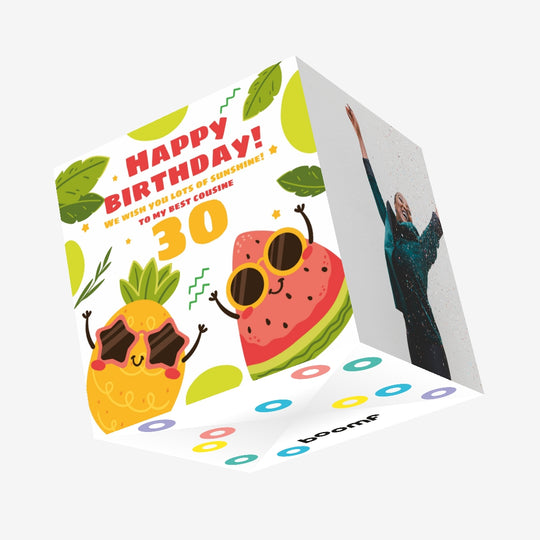 Happy 30th Birthday Best Cousin Confetti-exploding Greetings Card