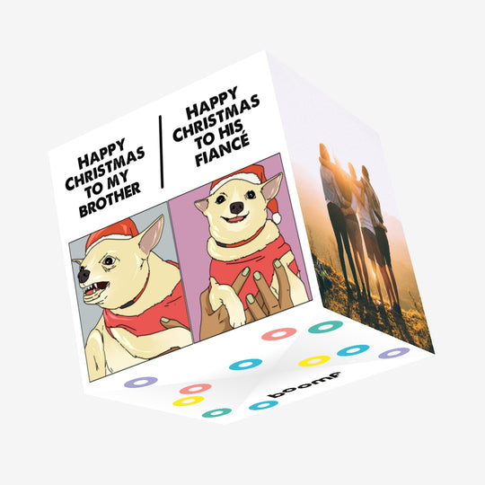 Merry Christmas Brother And His Fiance Funny Dog Meme Confetti-exploding Greetings Card