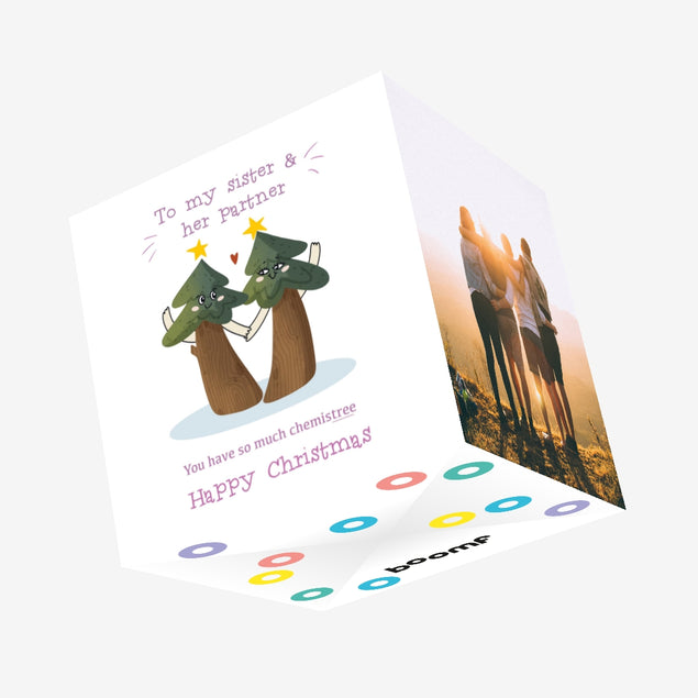 Merry Christmas Sister And Her Partner You Have So Much Chemistree Confetti-exploding Greetings Card