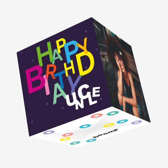Colorful Letters Happy Birthday Uncle Confetti-exploding Greetings Card