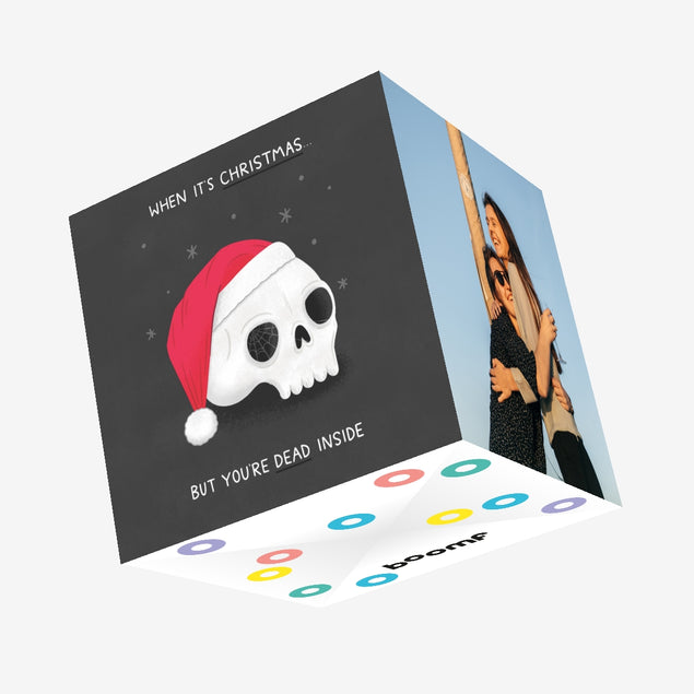 Dead Inside Festive Skull Christmas Confetti-exploding Greetings Card