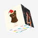 Merry Christmas Brown Dog Wearing Santa Hat Confetti-exploding Greetings Card