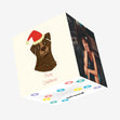 Merry Christmas Brown Dog Wearing Santa Hat Confetti-exploding Greetings Card