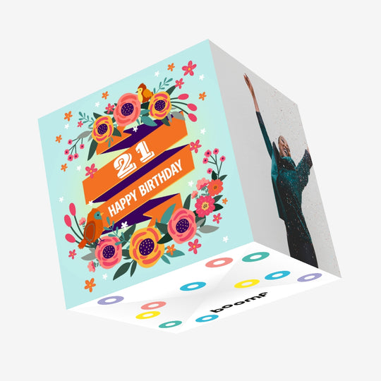 Happy Birthday Birds 21 Confetti-exploding Greetings Card