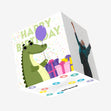 Happy Birthday Cute Crocodile With A Balloon Confetti-exploding Greetings Card