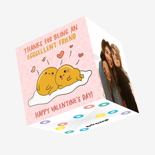 Thanks For Being An Eggcellent Friend Cute Eggs Valentine's Day Confetti-exploding Greetings Card