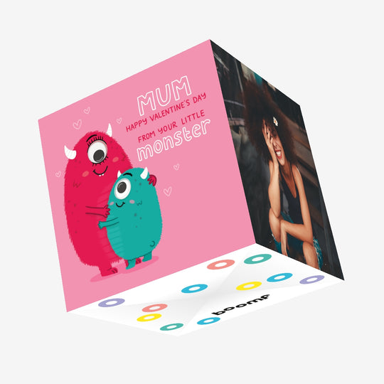 Happy Valentine's Day Mum From Your Little Monster Confetti-exploding Greetings Card