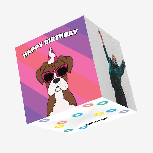 Cool Boxer Dog Birthday Confetti-exploding Greetings Card