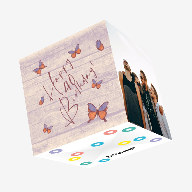 Tree Butterflies 40th Birthday Confetti-exploding Greetings Card