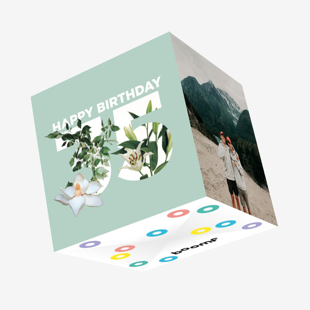 Simple Floral Happy 35th Birthday Confetti-exploding Greetings Card