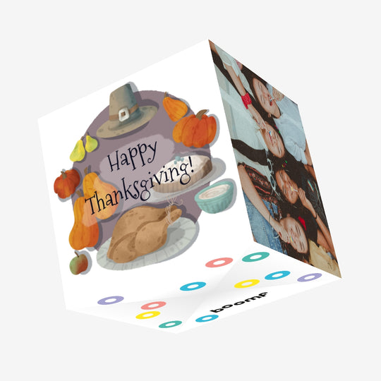 Happy Thanksgiving Food Confetti-exploding Greetings Card