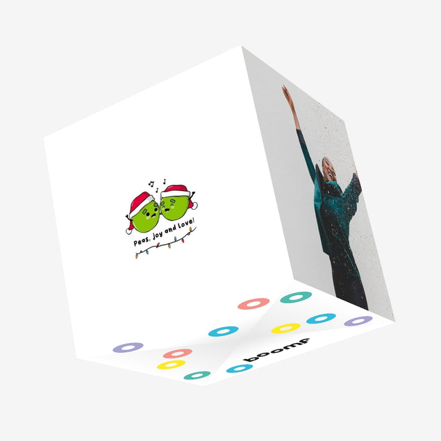 Peas, Joy And Love Christmas Confetti-exploding Greetings Card