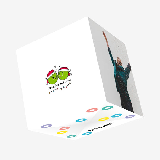 Peas, Joy And Love Christmas Confetti-exploding Greetings Card