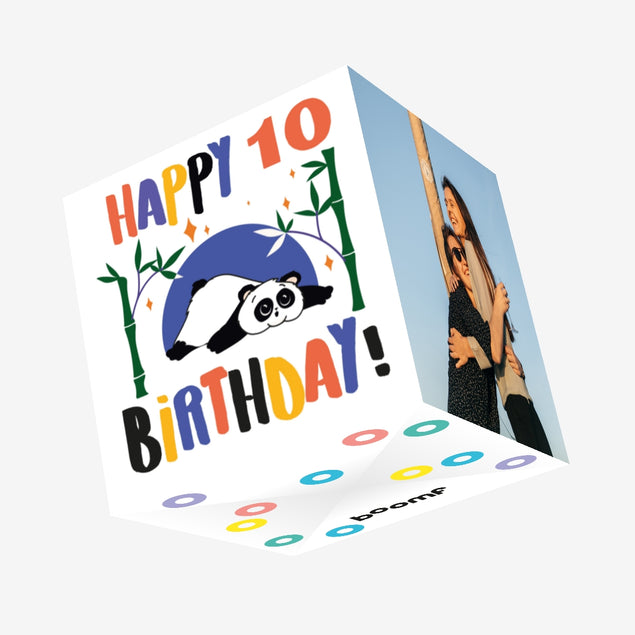 Cute Lovely Panda Happy 10th Birthday Confetti-exploding Greetings Card