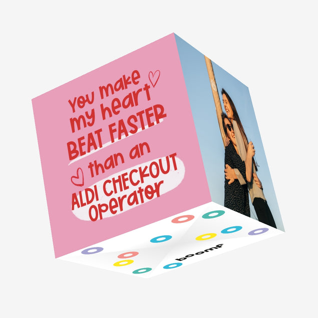 Heart Beats Faster Than An Aldi Checkout Operator Confetti-exploding Greetings Card
