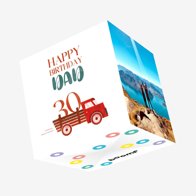 Red Truck Dad 30th Birthday Confetti-exploding Greetings Card