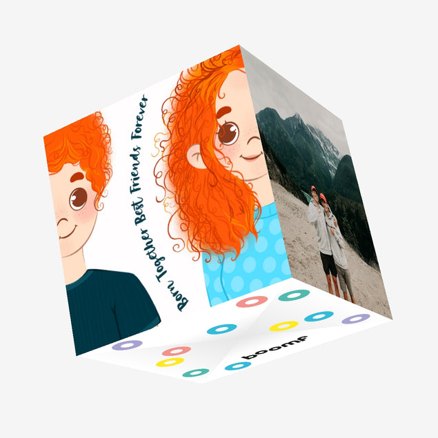 Redheads Boy And Girl Born Together Best Friends Forever Happy Birthday Confetti-exploding Greetings Card
