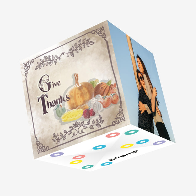 Give Thanks Vintage Confetti-exploding Greetings Card