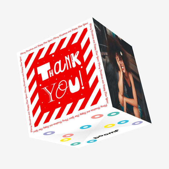 Merry Christmas And Happy New Year Thank You Confetti-exploding Greetings Card