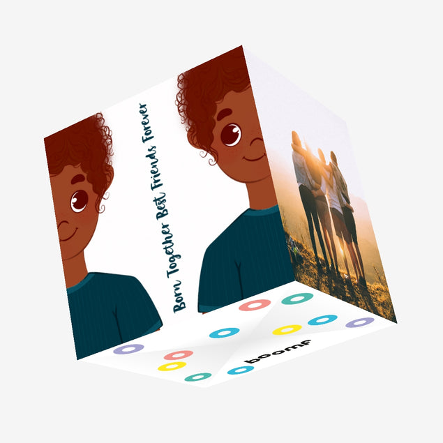 Two Boys Born Together Best Friends Forever Happy Birthday Confetti-exploding Greetings Card