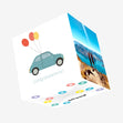 Blue Car With Balloons Congratulations Confetti-exploding Greetings Card
