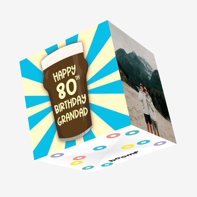 Grandad Glass Of Beer 80th Birthday Confetti-exploding Greetings Card
