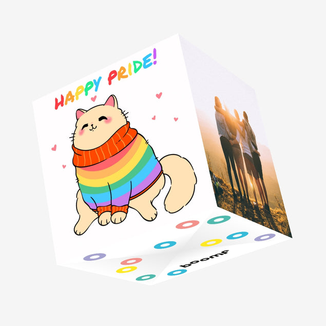Happy Pride Kitty Confetti-exploding Greetings Card