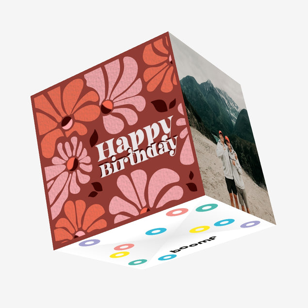 Happy Birthday Flowers Confetti-exploding Greetings Card