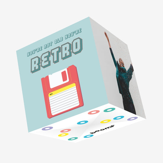 You're Not Old, You're Retro - Floppy Disc Confetti-exploding Greetings Card