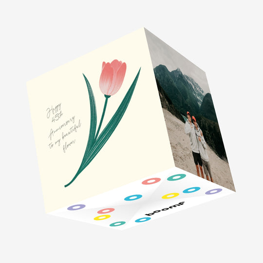 Happy 45th Wedding Anniversary Beautiful Flower Pink Tulip Confetti-exploding Greetings Card