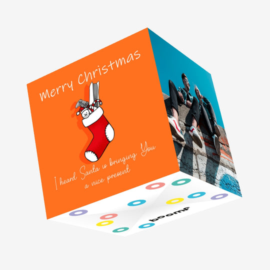 Merry Christmas Stocking Filled With Presents Confetti-exploding Greetings Card