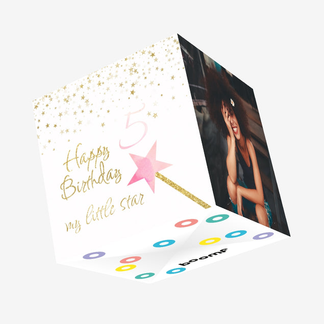 Magic Wand Happy 5th Birthday Star Confetti-exploding Greetings Card
