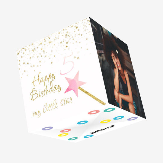 Magic Wand Happy 5th Birthday Star Confetti-exploding Greetings Card