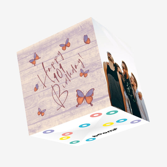 Tree Butterflies 101st Birthday Confetti-exploding Greetings Card