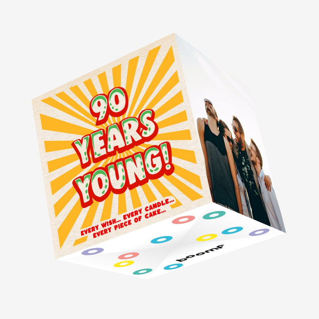 90 Years Young Birthday Confetti-exploding Greetings Card