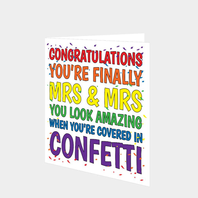 Wedding Confetti Mrs Mrs Card