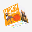 Happy Halloween Bulldog Peeing On A Pumpkin Confetti-exploding Greetings Card