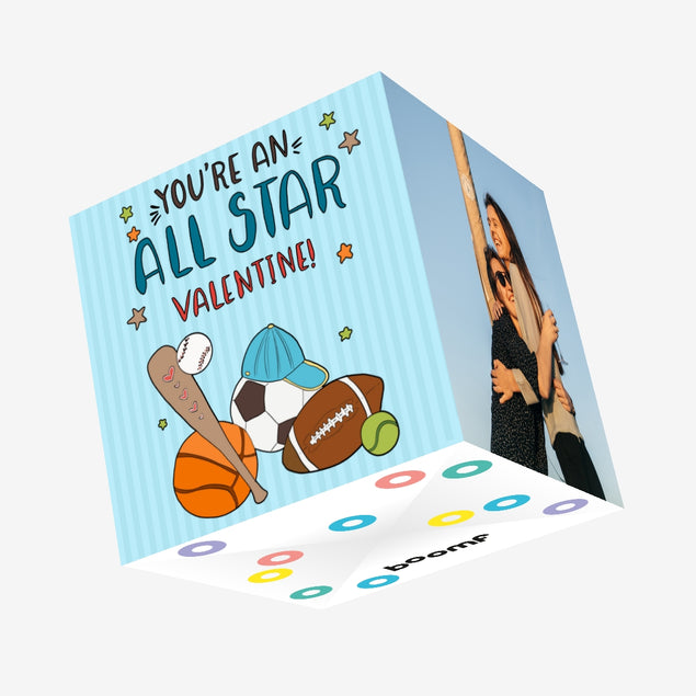 You're An All Star Valentine Various Sports Valentine's Day Confetti-exploding Greetings Card