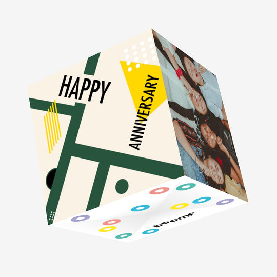 Bauhaus Style Happy Anniversary Confetti-exploding Greetings Card