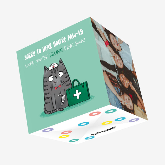 Paw-ly Cat Get Well Soon Confetti-exploding Greetings Card