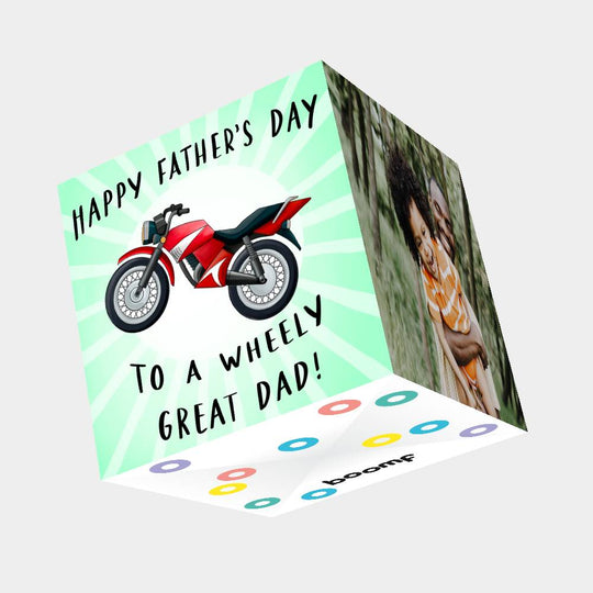 A Wheely Great Dad! Bomb 3D Cube Card