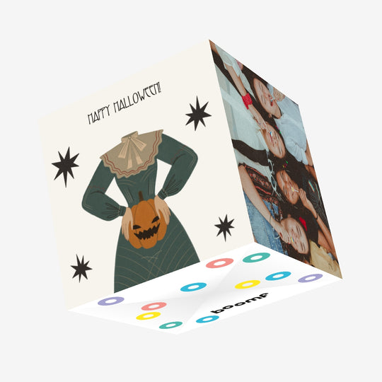 Happy Halloween Headless Lady Holding A Pumpkin Confetti-exploding Greetings Card