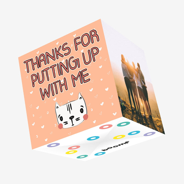 Thanks For Putting Up With Me Cute Kitten Valentine's Day Confetti-exploding Greetings Card