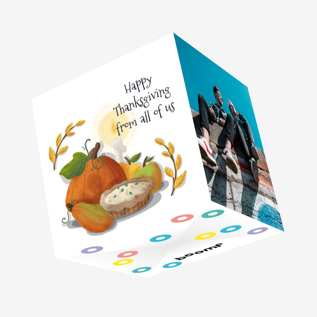 Happy Thanksgiving From All Of Us Confetti-exploding Greetings Card