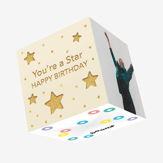 Happy Birthday Shiny Star Confetti-exploding Greetings Card