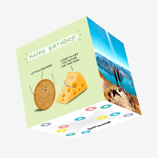 Cheese And Cracker Too Mature Birthday Confetti-exploding Greetings Card